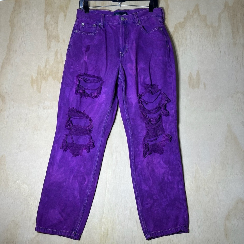 Aeropostale Mom Jean Distressed Purple Pants Size‎ 8